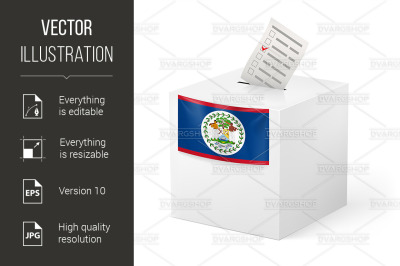 Ballot box with voting paper. Belize