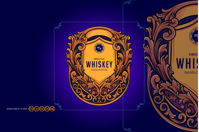 Luxury vintage whisky label frame illustrations