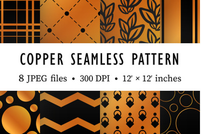 Copper foil seamless patterns. Digital luxury papers pack.