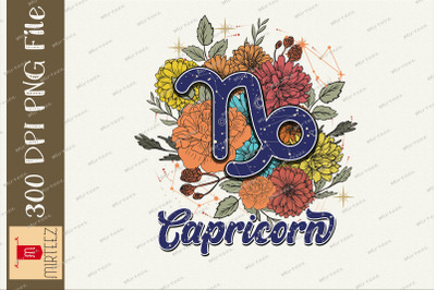 Floral Capricorn Zodiac Sign Sublimation