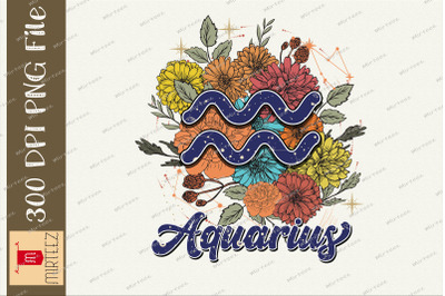 Floral Aquarius Zodiac Sign Sublimation