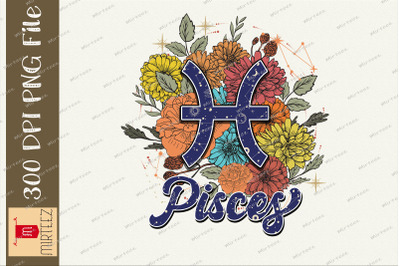 Floral Pisces Zodiac Sign Sublimation