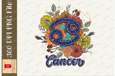 Floral Cancer Zodiac Sign Sublimation