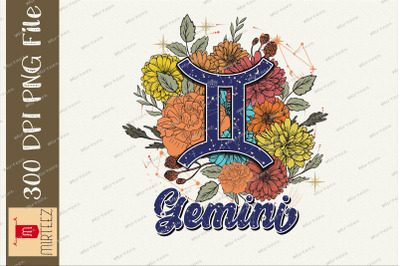 Floral Gemini Zodiac Sign Sublimation