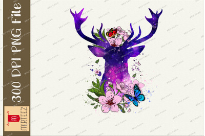 Galaxy Floral Deer Love Nature