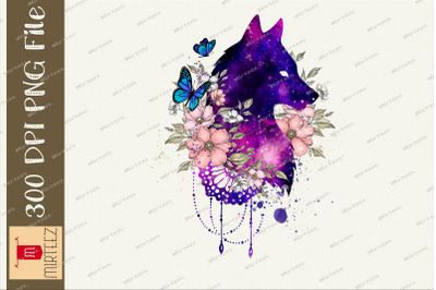 Galaxy Floral Wolf Love Nature