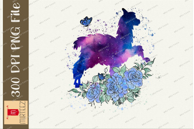 Galaxy Floral Llama Love Nature