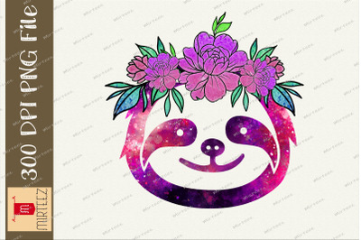 Galaxy Floral Sloth Love Nature