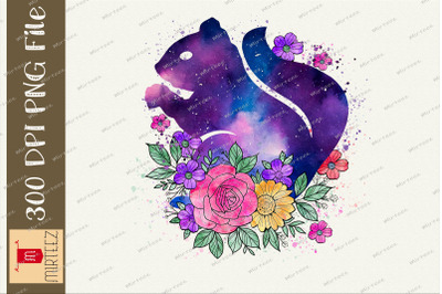 Galaxy Floral Squirrel Sublimation