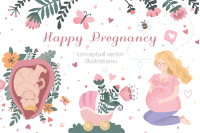 Happy Pregnancy. 35 EPS pics