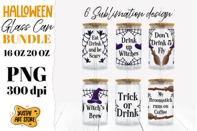 Halloween Glass Can sublimation Bundle.Halloween drink quote
