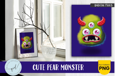 Cute Pear Monster Wall Arts