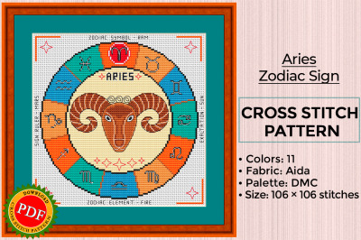 Aries Cross Stitch Pattern | Aries Zodiac Sign