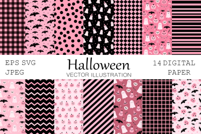 Cute Halloween digital paper. Pink abstract digital paper