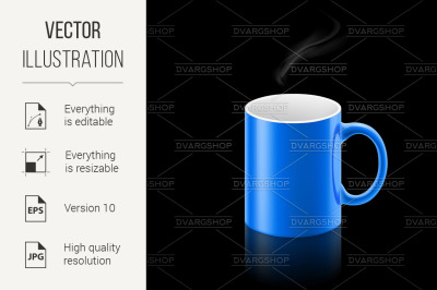 Blue mug on black background