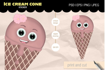 sweet dessert ice cream cone character