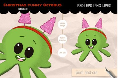 christmas funny octopus stickers