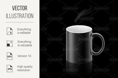 Black mug on black background