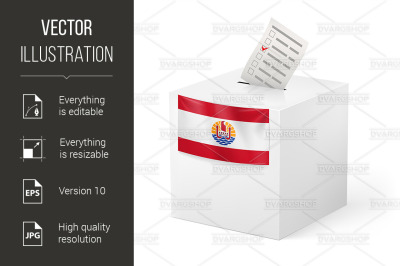 Ballot box with voting paper. French Polynesia