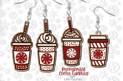 Peppermint Coffee Earrings SVG Bundle | Christmas SVG Laser Cut Files