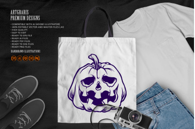 Scary halloween pumpkins monochrome svg