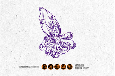 Luxury octopus ornament silhouette svg