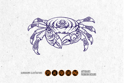 Elegant crab ornament silhouette svg