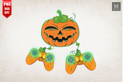 Halloween Gamer Costume Scary Pumpkin