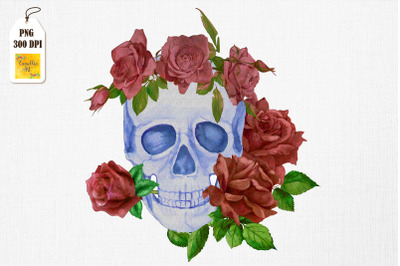 Red Roses With A Skull Gardening Lover