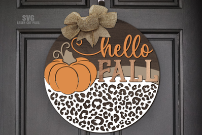 Hello Fall SVG Laser Cut Files | Pumpkin SVG Fall Sign SVG