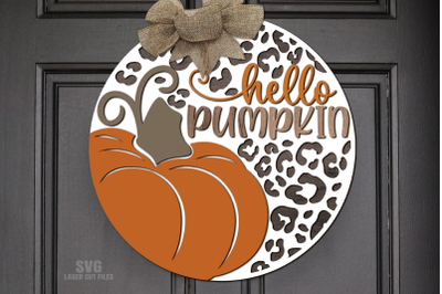 Hello Pumpkin SVG Laser Cut Files | Fall Door Sign SVG