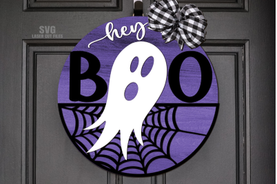 Hey Boo SVG Laser Cut Files | Halloween SVG | Ghost Sign SVG
