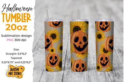 Halloween Pumpkin with Sunflower tumbler