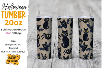 Halloween animals tumbler sublimation wrap watercolor design