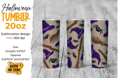 Witch Halloween tumbler sublimation wrap watercolor design