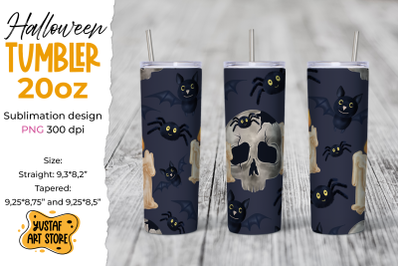 Halloween tumbler sublimation wrap watercolor &quot;Creepy Skull&quot;