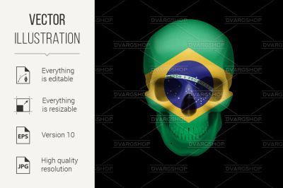 Brazilian flag skull