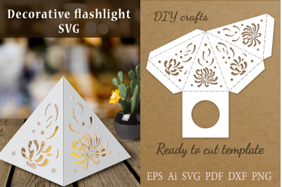 Decorative triangle lantern stencil/Paper cutting/SVG