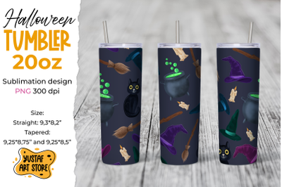 Halloween tumbler sublimation wrap Witch watercolor element