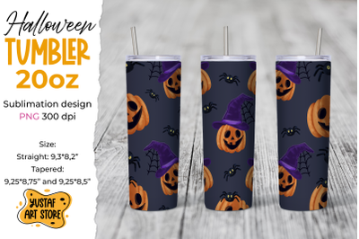 Halloween tumbler sublimation wrap Pumpkin in witch hat