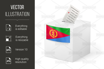 Ballot box with voting paper. Eritrea