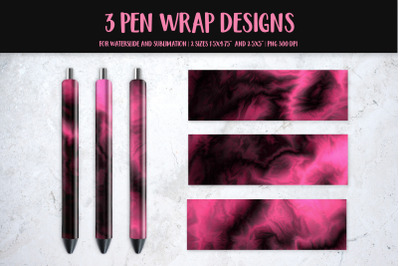 Black Pink Marble Pen Wrap Design Sublimation or Waterslide