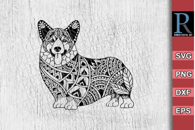 Corgi Mandala SVG File, Corgi Cricut Cut File, Corgi Clipart