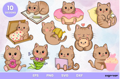 Kawaii Cats Clipart SVG Bundle