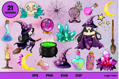 Witch Clipart SVG Bundle