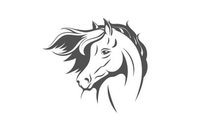 Stallion Head Emblem Isolated on White background