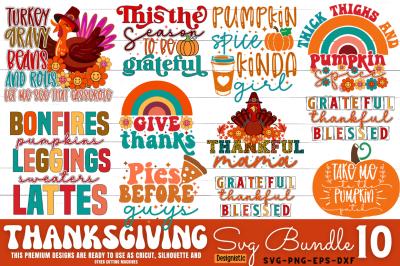 Thanksgiving SVG Bundle, Retro Fall SVG Bundle