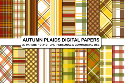 Autumn Plaid Background Papers Fall Plaids Digital Papers