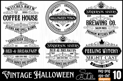 Vintage Halloween Sign Bundle, Halloween SVG Bundle