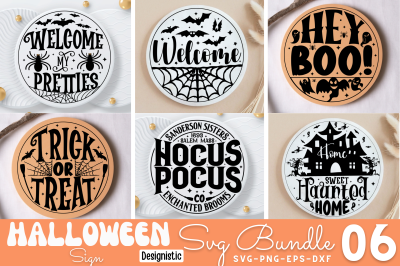 Halloween Round Sign SVG Bundle, Halloween Sign Bundle